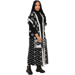 Black and white collar women designer coat 2xl