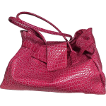 pink leather crocodile style handbag women